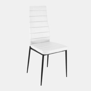 Pack 6 cadeiras de jantar em couro sintético Emi Branco - Preto 44 x 96 x 42 cm