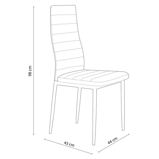 Conjunto de 4 cadeiras de jantar em tecido Niza Cinzento 43 x 98 x 44 cm
