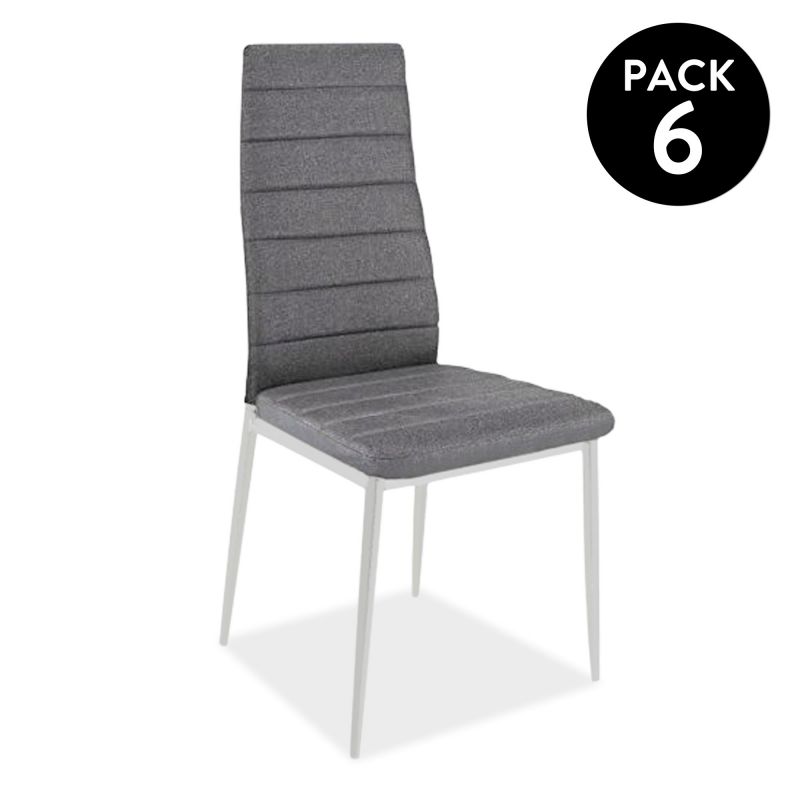 Pack 6 sillas de comedor yuri gris oscuro–blanco 39 x 97 x 38 cm
