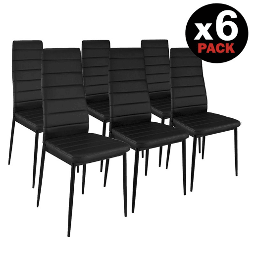 Pack 6 cadeiras de jantar em couro sintético Emi Preto 44 x 96 x 42 cm