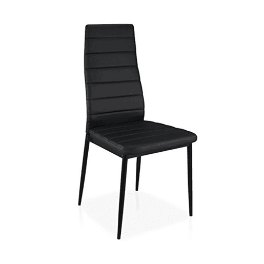 Pack 6 cadeiras de jantar em couro sintético Emi Preto 44 x 96 x 42 cm