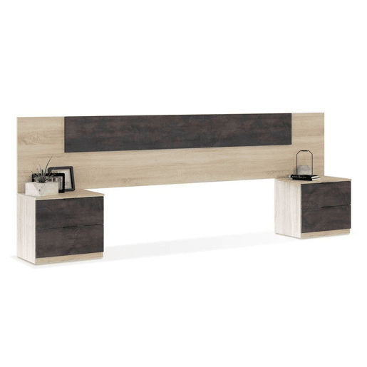 Cabeceira Luca com mesas de cabeceira Carvalho canadiano - Ferrugem 247 x 95 x 38 cm Cabeceira Luca com mesas de cabeceira Carvalho canadiano - Ferrugem 247 x 95 x 38 cm