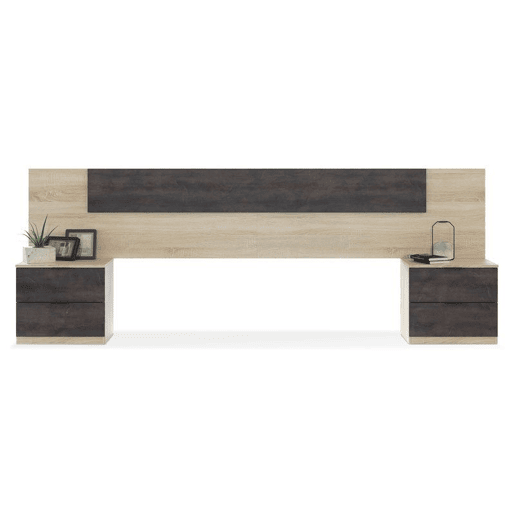 Cabeceira Luca com mesas de cabeceira Carvalho canadiano - Ferrugem 247 x 95 x 38 cm Cabeceira Luca com mesas de cabeceira Carvalho canadiano - Ferrugem 247 x 95 x 38 cm