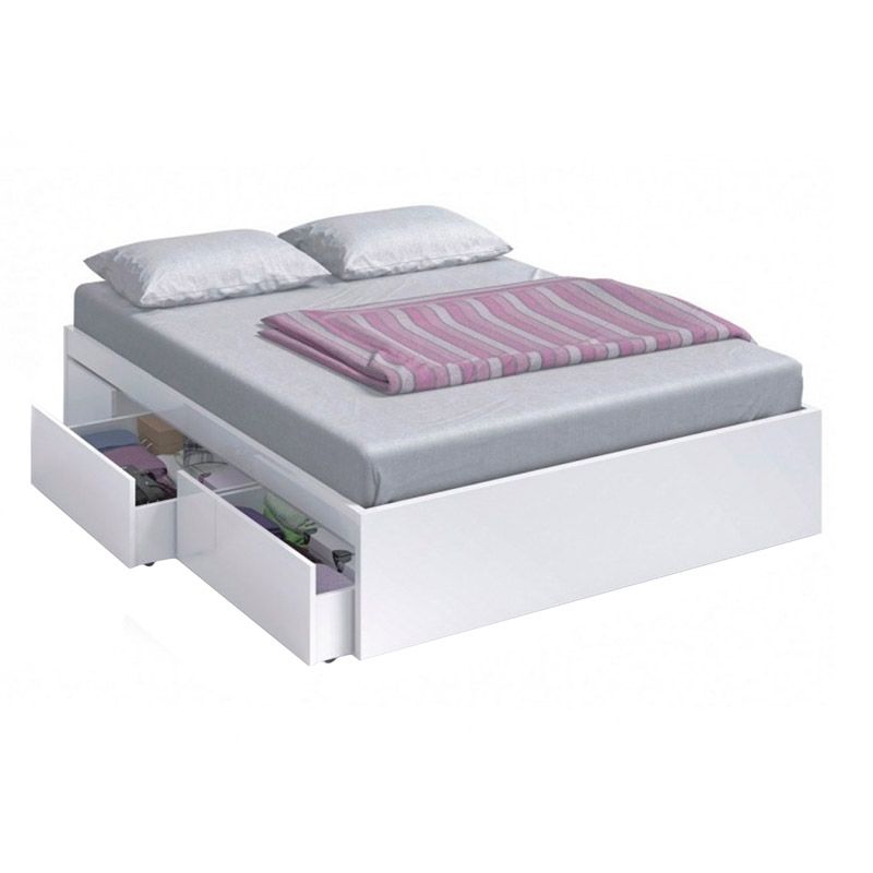 Cama kendra blanco artik (blanco mate) 156 x 37 x 196 cm
