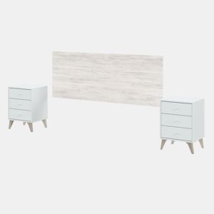 Cabeceira com mesas de cabeceira Sweet Blanco Artik (Branco mate) 160x60x2,5 cm (cabeceira)  34x56x10 cm (mesa de cabeceira)