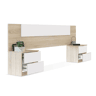 Cabeceira Luca com mesas de cabeceira Artik White (Branco mate) - Carvalho canadiano 247 x 95 x 38 cm