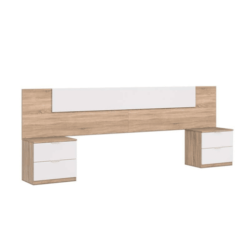 Cabeceira Luca com mesas de cabeceira Artik White (Branco mate) - Carvalho canadiano 247 x 95 x 38 cm Cabeceira Luca com mesas de cabeceira Artik White (Branco mate) - Carvalho canadiano 247 x 95 x 38 cm