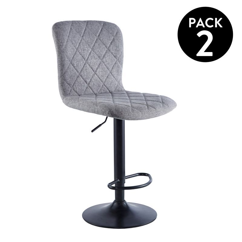 Pack 2 taburetes con altura regulable en tejido gris y negro 98-120x48 cm britain tejido gris - negro 48 x 98a120 x 52 cm