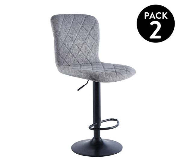Pack 2 taburetes con altura regulable en tejido gris y negro 98-120x48 cm britain tejido gris - negro 48 x 98a120 x 52 cm