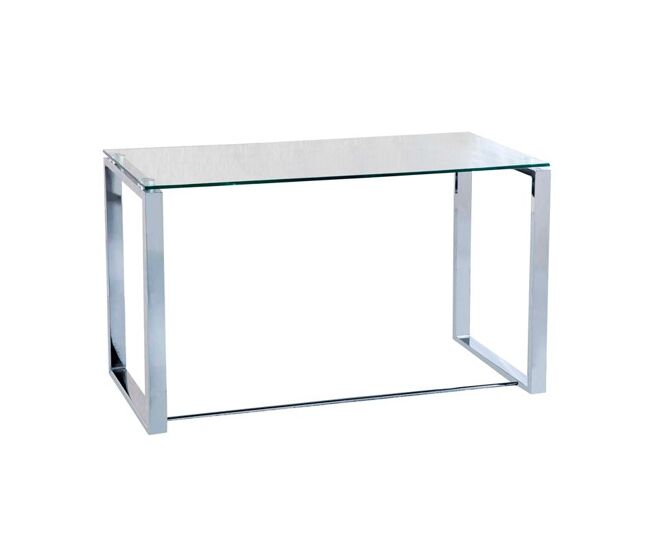 Mesa de escritorio con sobre de cristal y metal cromado 120x60 cm benetto xl metal cromado 120 x 74 x 60 cm