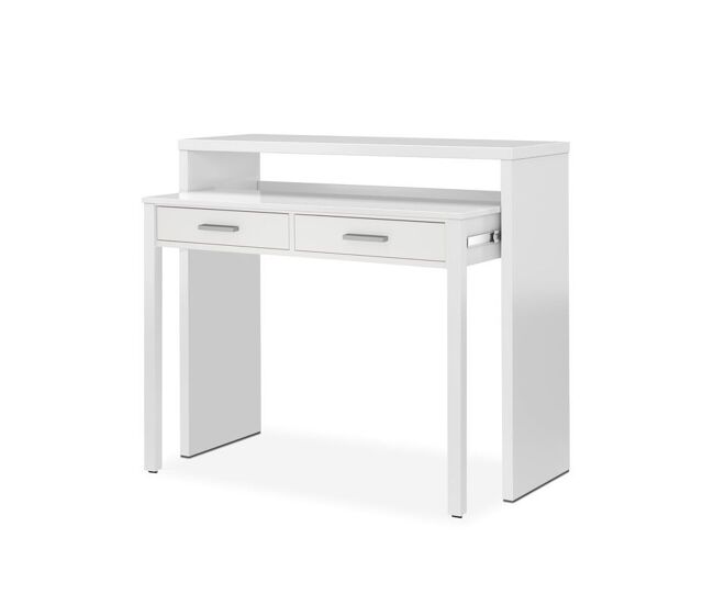 Mesa de escritorio extensible con 2 cajones en blanco artik 98,5x36-66 cm bureau blanco artik (blanco mate) 98,5 x 87,5 x 36–66 cm