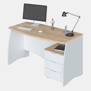 Secretária Stil Buc 3 gavetas Artik White (Branco mate) - Carvalho canadiano 136 x 74 x 67 cm