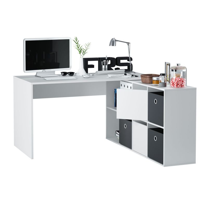Mesa de escritorio adapta xl blanco artik (blanco mate) 136/203 x 74 x 66/139 cm