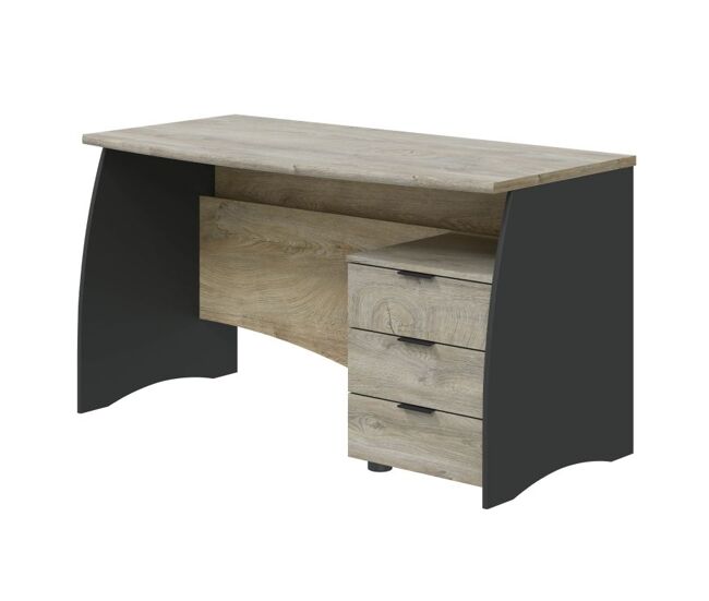Mesa de escritorio con 3 cajones en roble alaska y gris antracita 136x67 cm stil buc roble alaska - gris antracita 136 x 74 x 67 cm