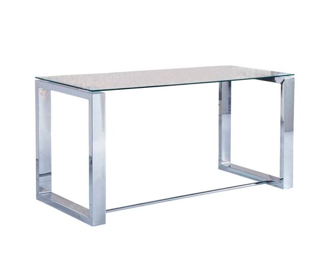 Mesa de escritorio con sobre de cristal y metal cromado 140x70 cm office metal cromado 140 x 75 x 70 cm