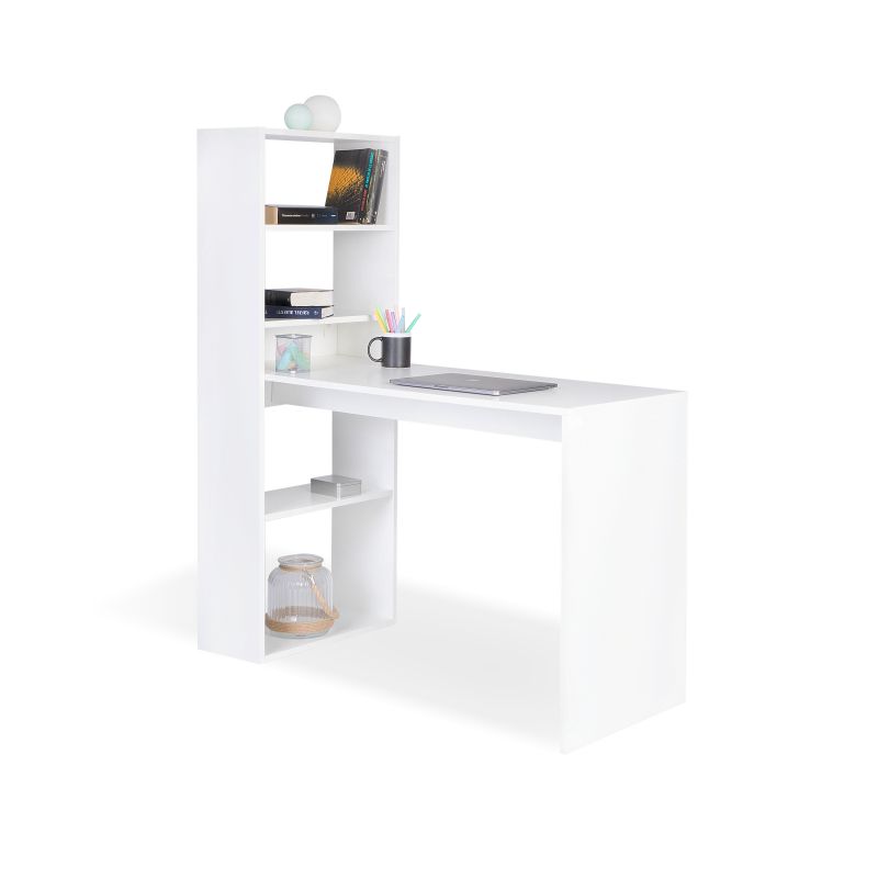 Mesa de estudio con estantería qanik blanco 120,5 x 140 x cm