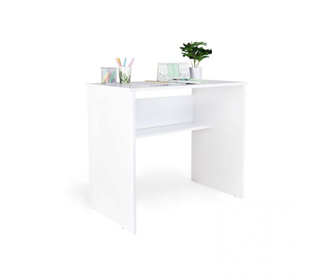 Mesa de escritorio compacta con estante en blanco 90x49,5 cm Siku Blanco 49,5 x 77 x cm