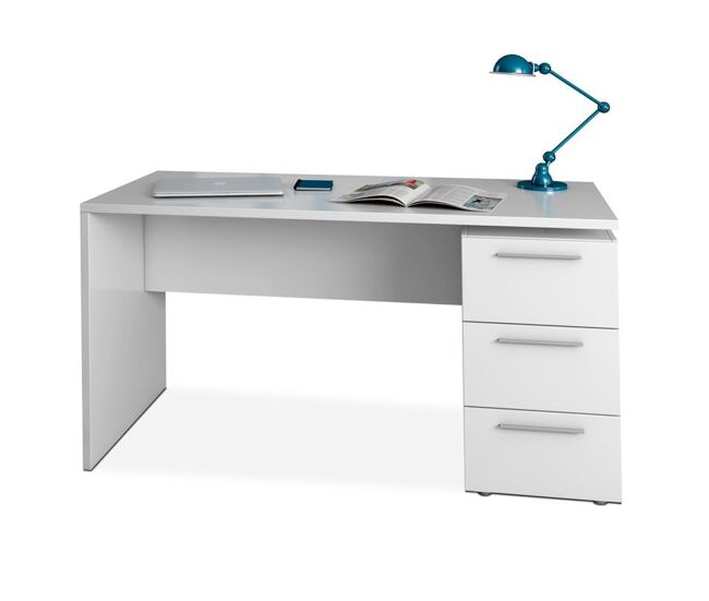 Mesa de escritorio con 3 cajones en blanco artik 138x60 cm stylus blanco artik (blanco mate) 138 x 74 x 60 cm