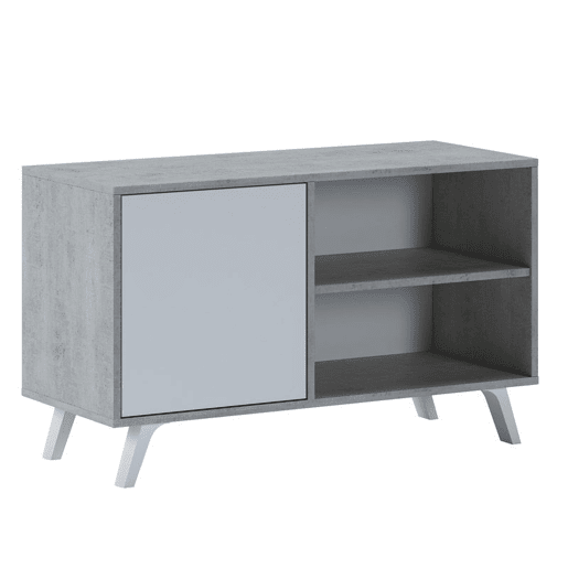 Mesa de TV Wind 100 Cinzento cimento - Branco mate 95 x 56,9 x 39,6 cm