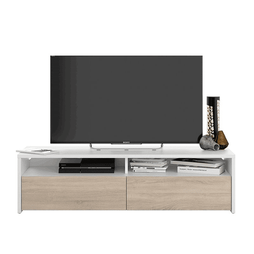 Mesa de TV Kioto 2 portas Artik White (Branco mate) - Carvalho canadiano 130 x 35,5 x 40,2 cm