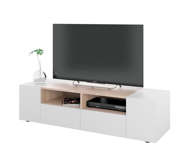 Módulo de TV Tamiko Blanco Artik (Blanco Mate) - Roble Canadian 138 x 34 x 40,2 cm