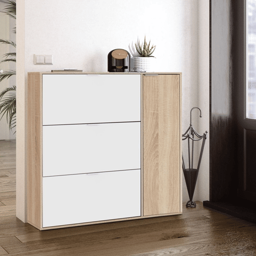 Sapateira Classe 4 portas Artik White (Branco mate) - Carvalho canadiano 106 x 115 x 22 cm Sapateira Classe 4 portas Artik White (Branco mate) - Carvalho canadiano 106 x 115 x 22 cm