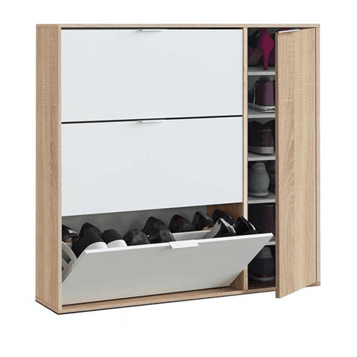 Sapateira Classe 4 portas Artik White (Branco mate) - Carvalho canadiano 106 x 115 x 22 cm Sapateira Classe 4 portas Artik White (Branco mate) - Carvalho canadiano 106 x 115 x 22 cm