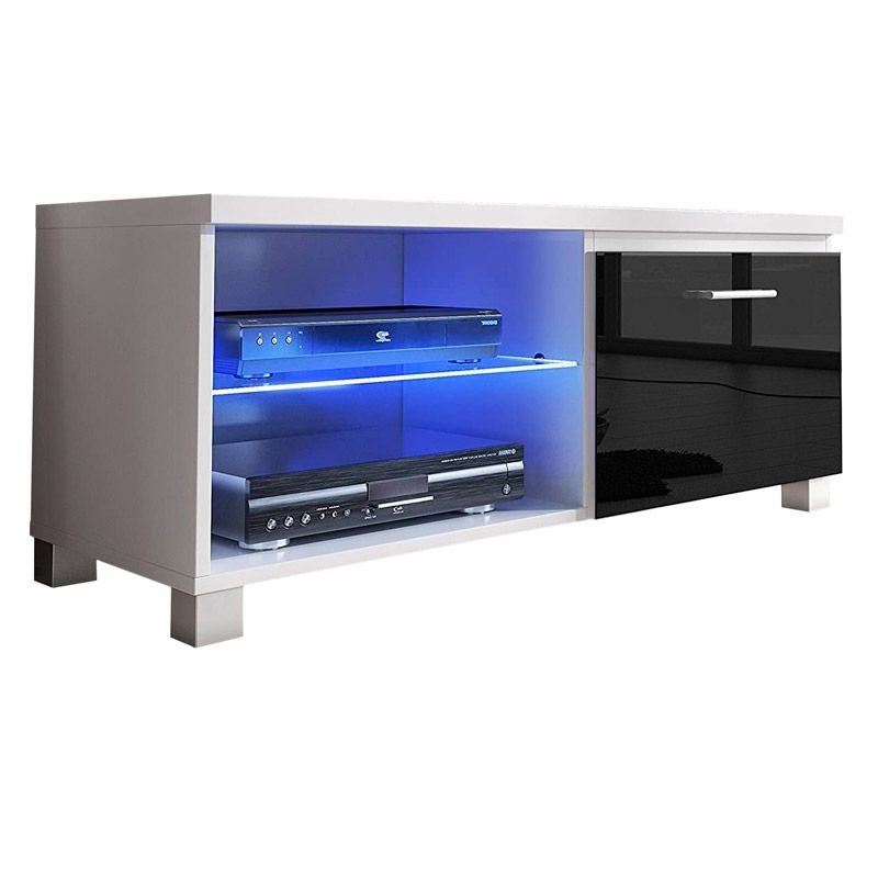 Mueble tv led blanco - negro 100 cm cm