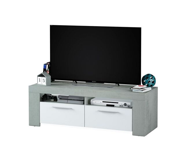 Mueble TV Ambit Blanco Artik (Blanco Mate) - Gris Cemento 120 x 40 x 42 cm