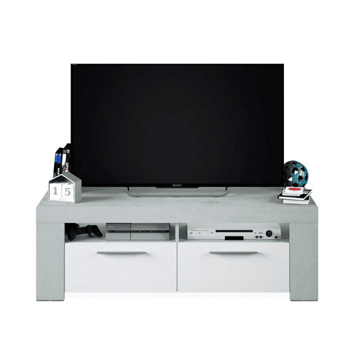 Armário de TV Ambit Blanco Artik (Blanco Mate) - Gris Cemento 120 x 40 x 42cm cm