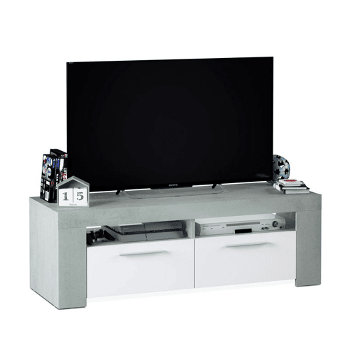 Armário de TV Ambit Blanco Artik (Blanco Mate) - Gris Cemento 120 x 40 x 42cm cm