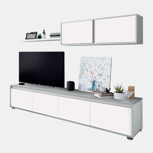Mobiliário de sala de estar Alida Branco Artik (Branco mate) - Cinzento Cimento 200 x 43 x 40,7 cm