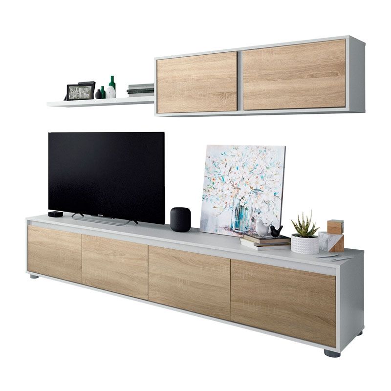 Salón alida blanco artik (blanco mate) - roble canadian 200 x 43 x 40,7 cm