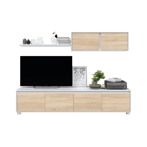 Mobiliário de sala de estar Alida Artik White (Branco mate) - Carvalho canadiano 200 x 43 x 40,7 cm