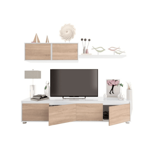 Mobiliário de sala de estar Alida Artik White (Branco mate) - Carvalho canadiano 200 x 43 x 40,7 cm