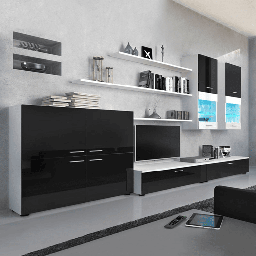 Mobiliário de sala de estar Beta Branco - Preto 300 x 189 x 42 cm