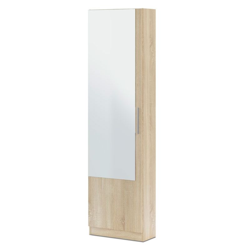 Zapatero kristal 1 puerta roble canadian 50 x 180 x 22 cm