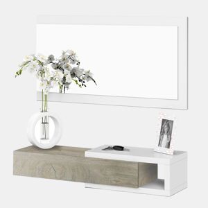 Armário de corredor com espelho Noon Artik Branco (Branco mate) - Carvalho Alasca 95(mesitayespejo) x 19(mesita)50(espejo) x 26cm (mesita) cm