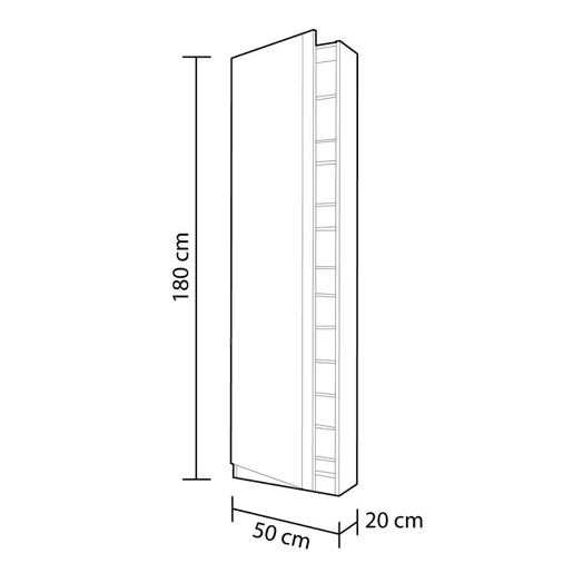Sapateira com espelho Rock Branco brilhante 50 x 180 x 20cm cm