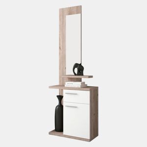 Entrar no mobiliário de corredor Branco - Nelson 60,5(móduloinferior)30,2(espejo) x 186(mueblecompleto)68,5(móduloinferior)117,5(espejo) x 27,8cm
