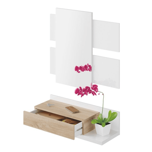 Mobiliário de corredor Tekkan Artik White (Branco mate) - Carvalho canadiano 75 x 116 x 29cm cm