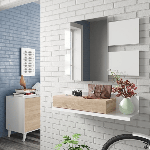 Mobiliário de corredor Tekkan Artik White (Branco mate) - Carvalho canadiano 75 x 116 x 29cm cm