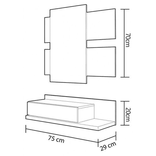 Mobiliário de corredor Tekkan Artik White (Branco mate) - Carvalho canadiano 75 x 116 x 29cm cm