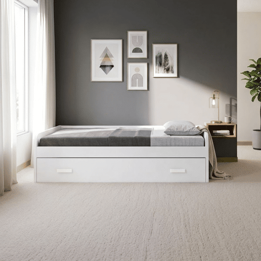 Cama com gavetão - 90 Cm - Venprodin - 54X201X98Cm - Branco