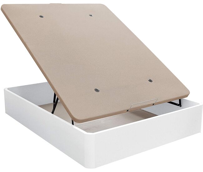 Venprodin | canapé abatible de gran capacidad color blanco (medidas 150x190cm), tapa tapizada en 3d transpirable con aireadores en la tapa del canapé,
