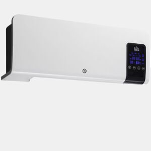 HOMCOM Aquecedor Elétrico de Parede 1000W2000W Aquecedor com Ecrã LED Controlo Remoto Termostato Temporizador para Áreas de 15-20 m² 54,5x12x21,5 cm Branco