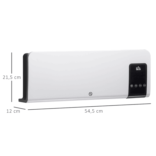 HOMCOM Aquecedor Elétrico de Parede 1000W2000W Aquecedor com Ecrã LED Controlo Remoto Termostato Temporizador para Áreas de 15-20 m² 54,5x12x21,5 cm Branco HOMCOM Aquecedor Elétrico de Parede 1000W2000W Aquecedor com Ecrã LED Controlo Remoto Termostato Temporizador para Áreas de 15-20 m² 54,5x12x21,5 cm Branco