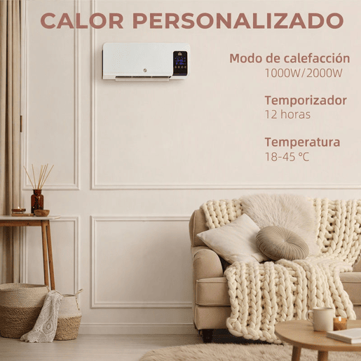 HOMCOM Aquecedor Elétrico de Parede 1000W2000W Aquecedor com Ecrã LED Controlo Remoto Termostato Temporizador para Áreas de 15-20 m² 54,5x12x21,5 cm Branco HOMCOM Aquecedor Elétrico de Parede 1000W2000W Aquecedor com Ecrã LED Controlo Remoto Termostato Temporizador para Áreas de 15-20 m² 54,5x12x21,5 cm Branco
