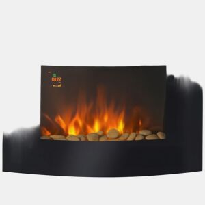HOMCOM Lareira Elétrica de Parede com Efeito de Chamas Realistas e Luzes LED em 7 Cores com Controlo Remoto Potência 900W1800W 65x11,4x52cm Preto