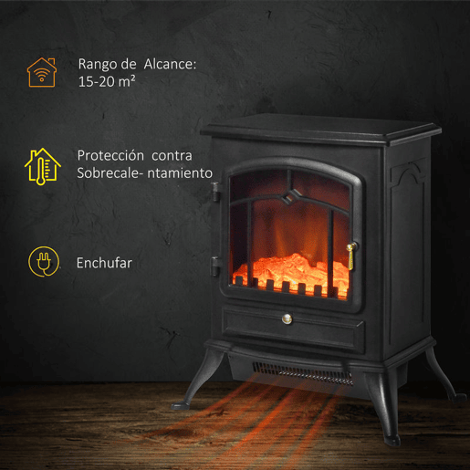 HOMCOM Lareira Elétrica Portátil 10002000W com Efeito de Chama Realista Termostato e Proteção Contra Superaquecimento para Ambientes entre 15-20m² 45x28x54cm Preto HOMCOM Lareira Elétrica Portátil 10002000W com Efeito de Chama Realista Termostato e Proteção Contra Superaquecimento para Ambientes entre 15-20m² 45x28x54cm Preto